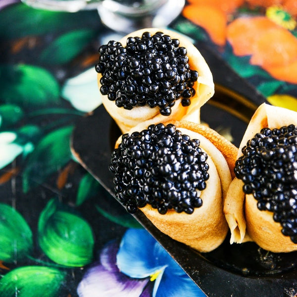 Crab and caviar crepes